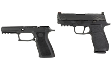 Picture of Wilson Combat Wilson Combat P320 Carry, Semi-automatic, Striker Fired, Carry, Polymer Frame Pistol, 9MM, 3.9" Barrel, DLC Finish, Black, Straight Trigger, Fiber Optic Front Sight, 17 Rounds, 2 Magazines SIG-WCP320C-9BATS SIGWCP320C9BATS