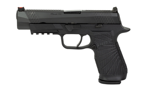 Picture of Wilson Combat P320 9mm Luger 17+1 4.70" Black Steel Barrel, Black DLC Serrated Stainless Steel Slide, Black Polymer Frame w/Picatinny Rail, Curved Trigger, Black Polymer Grip SIGWCP320FPBATC