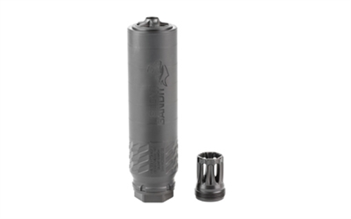 Picture of Wilson Combat Silent Bandit, Suppressor, 9MM, Titanium & Stainless Steel Construction, Armor Tuff Finish, Black, 5 Baffle, HUB Mount Compatible, Includes K-Mount Muzzle Device SP-SB-9-5-BLK