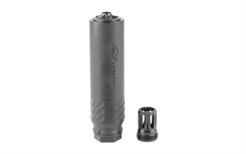 Picture of Wilson Combat Silent Bandit, Suppressor, 9MM, Titanium & Stainless Steel Construction, Armor Tuff Finish, Black, 5 Baffle, HUB Mount Compatible, Includes K-Mount Muzzle Device SP-SB-9-5-BLK