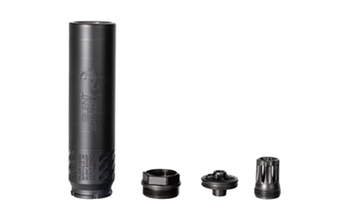 Picture of Wilson Combat Silent Bandit, Suppressor, 223REM/556NATO, Titanium & Stainless Steel Construction, Armor Tuff Finish, Black, 6 Baffle, HUB Mount Compatible, Includes K-Mount Muzzle Device SP-SB-556-6-BLK