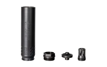 Picture of Wilson Combat Silent Bandit, Suppressor, 223REM/556NATO, Titanium & Stainless Steel Construction, Armor Tuff Finish, Black, 6 Baffle, HUB Mount Compatible, Includes K-Mount Muzzle Device SP-SB-556-6-BLK