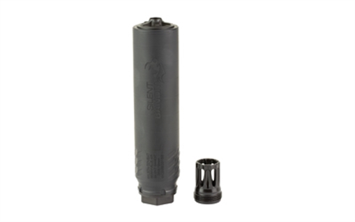 Picture of Wilson Combat Silent Bandit, Suppressor, 9MM, Titanium & Stainless Steel Construction, Armor Tuff Finish, Black, 6 Baffle, HUB Mount Compatible, Includes K-Mount Muzzle Device SP-SB-9-6-BLK