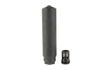 Picture of Wilson Combat Silent Bandit, Suppressor, 9MM, Titanium & Stainless Steel Construction, Armor Tuff Finish, Black, 6 Baffle, HUB Mount Compatible, Includes K-Mount Muzzle Device SP-SB-9-6-BLK