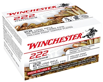 Picture of Winchester Ammo USA 22LR 36gr Copper Plated Hollow Point 222 Per Box/10 Case 22LR222HP
