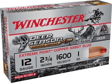 Picture of Winchester Ammo Copper Impact 12Gauge 2.75" 1oz Sabot Slug Shot 5 Per Box/20 Case X12CLF