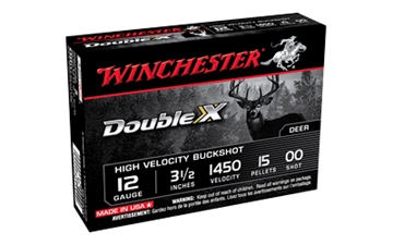 Picture of Winchester Ammunition Double X, 12 Gauge 3.5", 00 Buck, Buckshot, 15 Pellets, 5 Round Box, 250 Round Case SB12L00