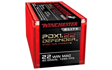 Picture of Winchester Ammunition Defender, Supreme Elite, 22WMR, 40 Grain, PDX1, Jacketed Hollow Point, 50 Round Box S22MPDX1