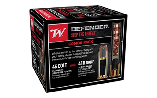 Picture of Winchester Ammunition Defender, Supreme Elite, 410 Gauge, 2.5", 45 Colt 225 Grain, Combo Pack, (10) 45LC, (10) 410GA, 20 Round Box S41045PD