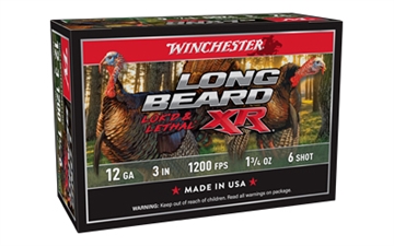 Picture of Winchester Ammunition Long Beard XR, 12 Gauge, 3" Chamber, #6, 1.75 oz, Shotshell Shot-Lok with Lead Shot, 10 Round Box STLB1236