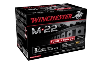 Picture of Winchester Ammunition M22, 22LR, 40 Grain, Copper Plated Round Nose, 1000 Rounds Per Pack, (2) 500 Round Boxes In 1 Pack S22LRT