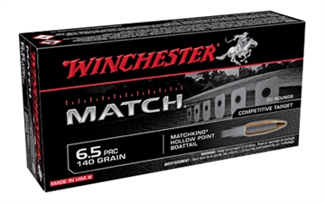 Picture of Winchester Ammunition Match Ammunition, 6.5 PRC, 140 Grain, Boat Tail Hollow Point, 20 Round Box S65PM