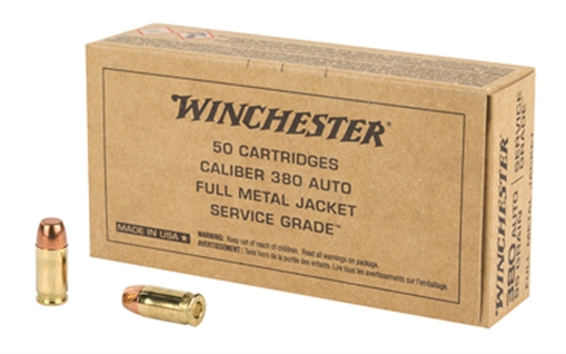 Picture of Winchester Ammo Service Grade 380ACP 95gr Full Metal Jacket Flat Nose 50 Per Box/10 Case SG380W