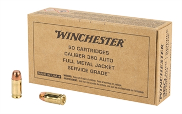 Picture of Winchester Ammo Service Grade 380ACP 95gr Full Metal Jacket Flat Nose 50 Per Box/10 Case SG380W