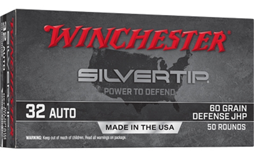 Picture of Winchester Ammunition SILVERTIP, 32 Auto, 60 Grain, Jacketed Hollow Point, 50 Round Box W32AST
