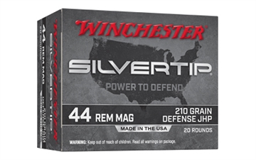 Picture of Winchester Ammunition SILVERTIP, 44 Magnum, 210 Grain, Jacketed Hollow Point, 20 Round Box W44MST