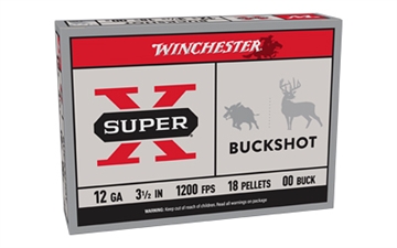 Picture of Winchester Ammunition Super-X, 12 Gauge, 3.5", 00 Buck, Buckshot, 18 Pellets,5 Round Box XB12L00