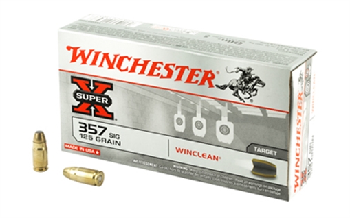 Picture of Winchester Ammunition Super X Winclean, 357SIG, 125 Grain, Brass Enclosed Base Clean, 50 Round Box WC357SIG