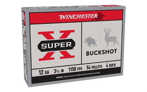 Picture of Winchester Ammo Super X 12Gauge 3.50" 54Pellets 4Buck Shot 5 Per Box/50 Case XB12L4