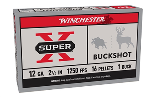 Picture of Winchester Ammunition Super-X, 12 Gauge, 2.75", 1 Buck, Buckshot, 16 Pellets,5 Round Box XB121