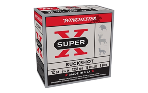 Picture of Winchester Ammo Super X 12Gauge 2.75" 16Pellets 1Buck Shot 25 Per Box/10 Case *Value Pack XB121VP25