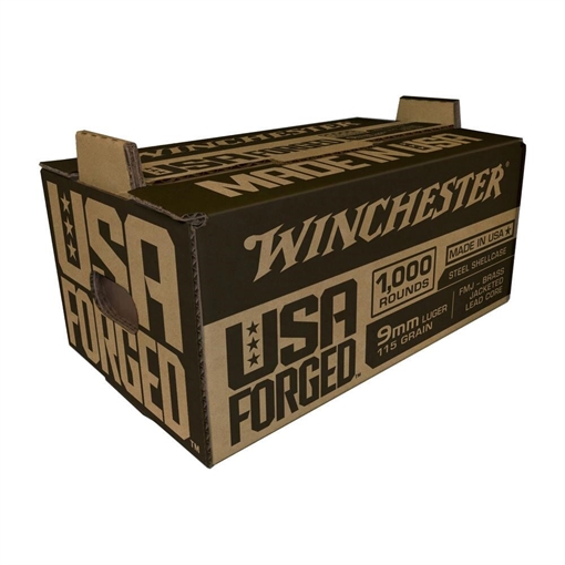 Picture of Winchester Winchester USA Forged Pistol Ammo 9mm 115 gr. FMJ Brass Jacketed Lead Core 1000 rd. WIN9SK