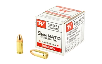 Picture of Winchester USA Target & Training NATO Handgun Ammunition 9mm Luger 124 gr. FMJ 1140 fps 50/ct W9NATO50