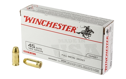 Picture of Winchester Ammunition USA WHITE BOX, 45 ACP, 185 Grain, Full Metal Jacket, 50 Round Box USA45A