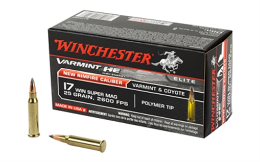 Picture of Winchester Varmint Rimfire Rifle Ammunition .17 WSM 25 gr. V-MAX 2600 fps 50/ct S17W25