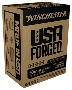 Picture of Winchester Winchester USA Forged Pistol Ammo 9mm 115 gr. FMJ Brass Jacketed Lead Core 150 rd. WIN9S