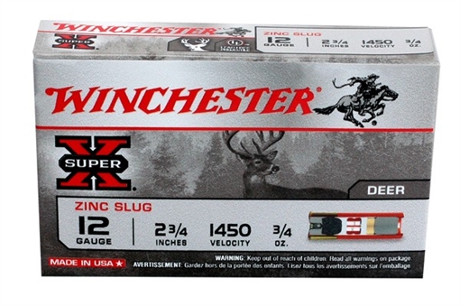 Picture of Winchester Ammo Super X 12Gauge 2.75" 3/4oz Zinc Slug Shot 5 Box/50 Case X12RS15LF