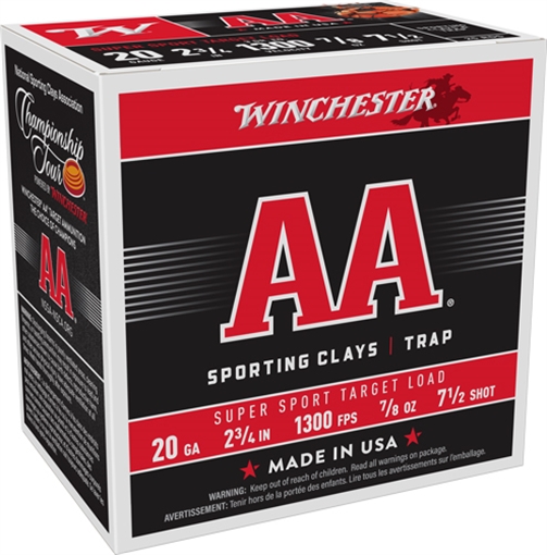 Picture of WINCHESTER AA 20GA 2.75" 7/8OZ #7.5 1300FPS 250RD CASE LOT AASC207