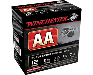 Picture of Winchester Ammunition AA Supersport Sporting Clay, 12 Gauge, 2.75", #7.5, 1.125 oz., Shotshell, 25 Round Box AASC127