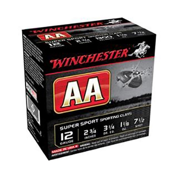 Picture of Winchester Ammunition AA Supersport Sporting Clay, 12 Gauge, 2.75", #8, 1.125 oz., Shotshell, 25 Round Box AASC128