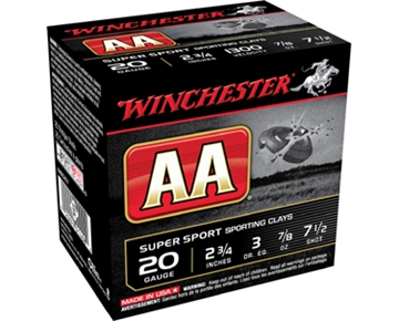 Picture of Winchester Ammo AA Super Sport Sporting Clay 20Gauge 2.75" 7/8oz 7.5Shot 25 Per Box/10 Case AASC207