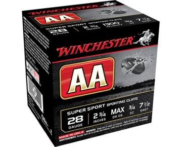Picture of Winchester Ammunition AA Supersport Sporting Clay, 28 Gauge 2.75", #7.5, 3/4 oz, Shotshell, 25 Round Box AASC287