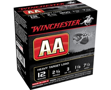 Picture of Winchester Ammunition AA Heavy Target Load, 12 Gauge, 2.75", #7.5, 1 1/8 oz, Shotshell, 25 Round Box AAM127
