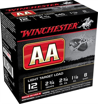Picture of Winchester Ammo AA Light Target 12Gauge 2.75" 1 1/8oz 8Shot 100 Bx/2 Case *Value Pack AA128VP