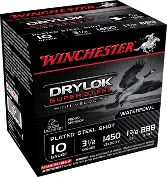 Picture of Winchester Ammo Drylok Super Steel High Velocity 10Gauge 3.50" 1 3/8oz BBBShot 25 Per Box/10 Case SSH10BBB