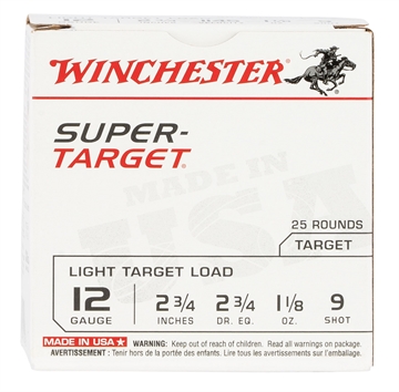 Picture of Winchester Ammo Super-Target Light Target 12Gauge 2.75" 1 1/8oz 9Shot 25 Per Box/10 Case TRGT129