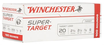 Picture of Winchester Ammo Super-Target 20Gauge 2.75" 7/8oz 8Shot 100 Box/2 Case *Value Pack TRGT208VP