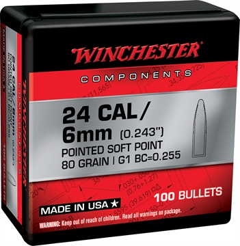 Picture of Winchester Ammo Centerfire Rifle 243Win 80gr Pointed Soft Point 100 Per Box/10 Case WB243SP80X