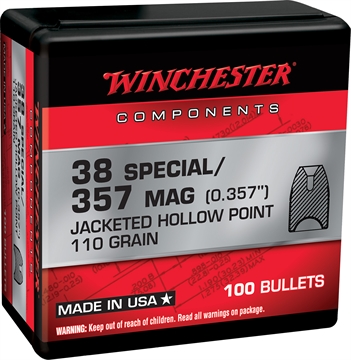 Picture of Winchester Ammo Centerfire Handgun Reloading 38Special 110gr Jacketed Hollow Point 100 Per Box/10 Case WB38HP110X
