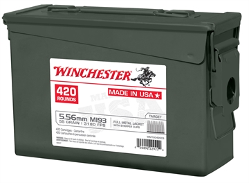 Picture of Winchester Ammo USA M193 5.56x45mm NATO 55gr Full Metal Jacket 840rds/420Bx *2 Cans WM193420CS