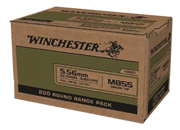Picture of Winchester Ammo USA M855 Green Tip 5.56x45mmNATO 62gr Full Metal Jacket 200 Per Box/4 Case WM855200