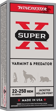 Picture of Winchester Ammo Super X Varmint & Predator 22-250Rem 55gr Jacketed Hollow Point 20 Per Box/10 Case X22250HP