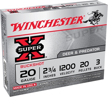 Picture of Winchester Ammo Super X 20Gauge 2.75" 20Pellets 3Buck Shot 15 Per Box/10 Case *Value Pack XB203VP