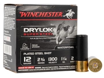 Picture of Winchester Ammo Drylok Super Steel Magnum 12Gauge 2.75" 1 1/4oz 2Shot 25 Per Box/10 Case XSM122