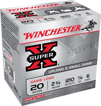 Picture of Winchester Ammo Super X Game Load 20Gauge 2.75" 7/8oz 6Shot 25 Per Box/10 Case XU206