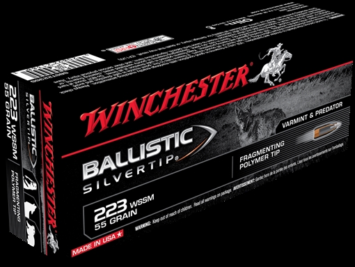 Picture of Winchester Ballistic Silvertip Rifle Ammunition .223 WSSM 55 gr. PT 3850 fps 20/ct SBST223SS